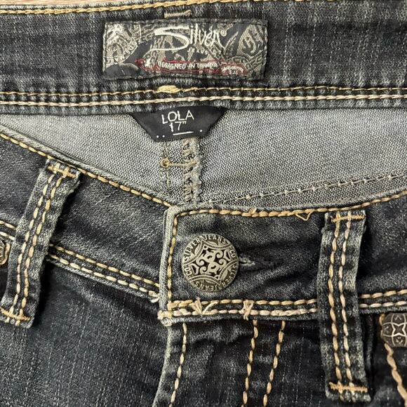 VTG Silver Jeans Lola 17 Bootcut Jeans Womens 28x32 Dark Wash Y2K Stud Pocket - Picture 4 of 9